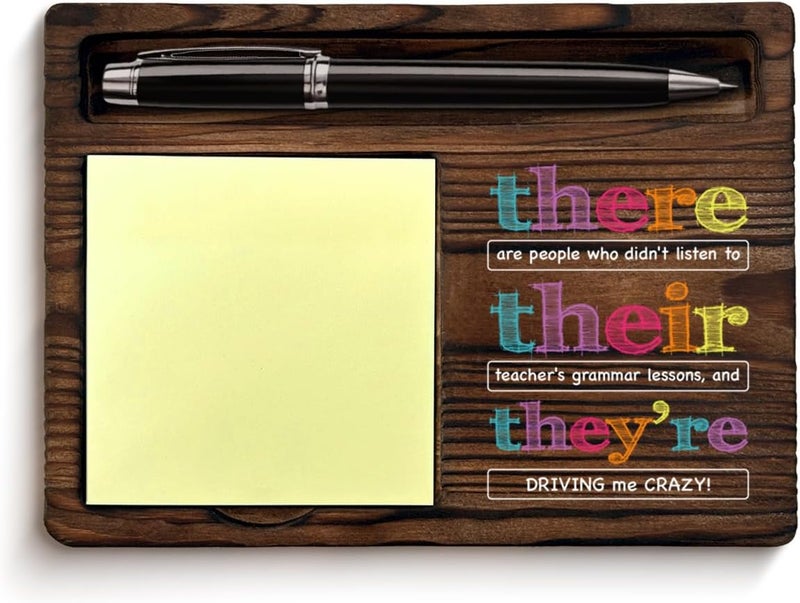 YGBF English Teacher Gifts for Women Men, Funny Gifts for English Teacher Grammar Teachers Sticky Note Holder Classroom Office Decor - Image 1